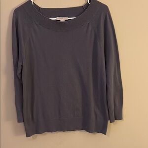 LOFT Gray and Purple Crew Neck Sweater Soft Knit